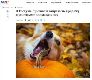 Голосование о необходимости законодательного запрета продажи кошек и собак